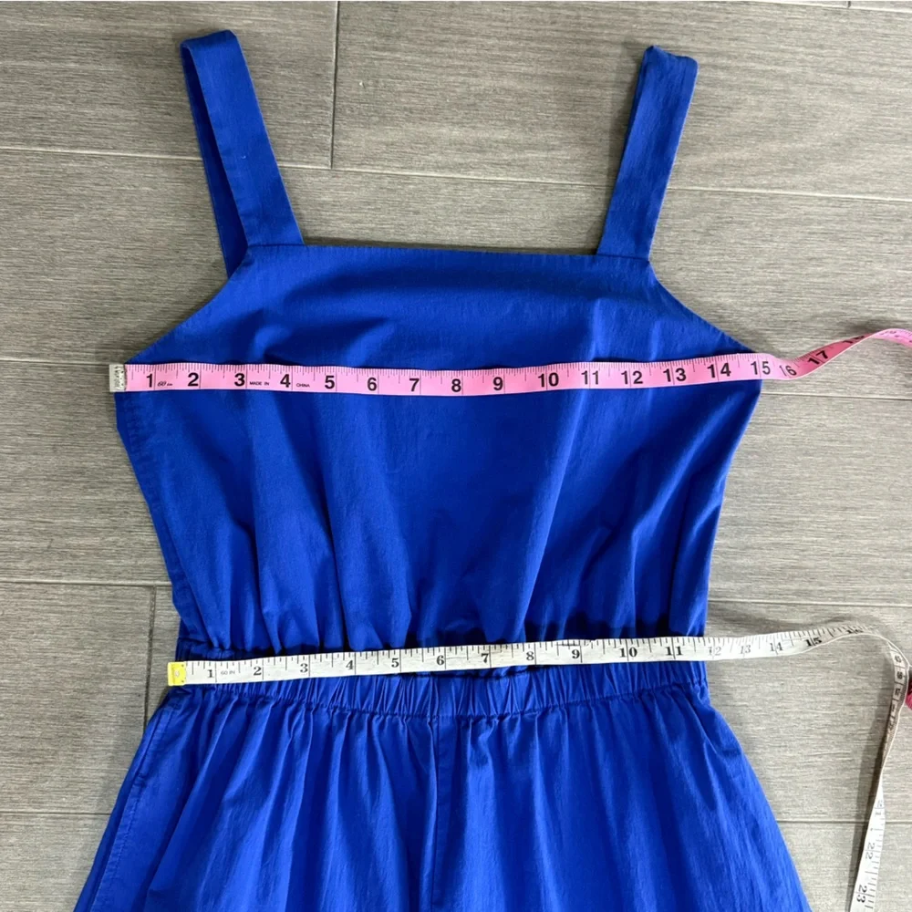 COS Wide Leg Jumpsuit in Brigh Blue Size 4 Smocked Cutout Back Sleeveless Retro - Picture 15 of 16